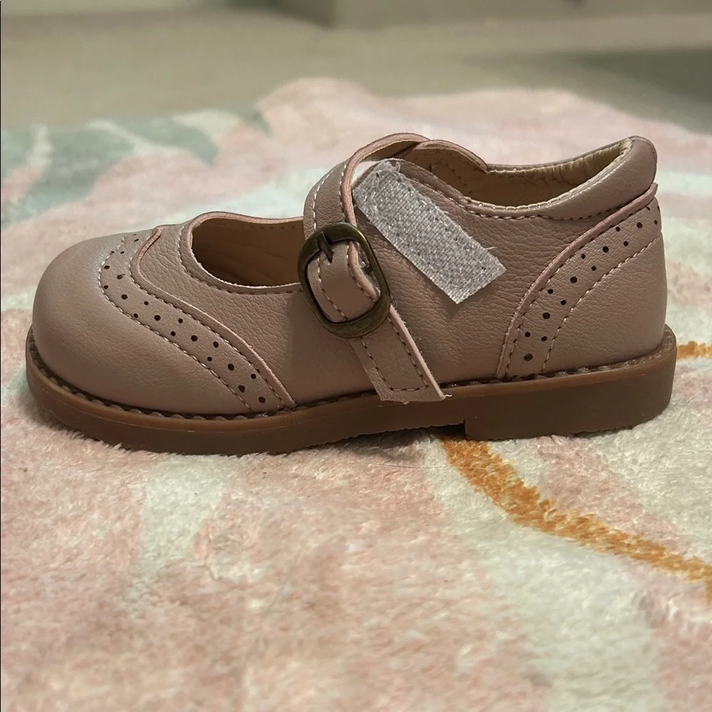 MG Baby Blush Pink Kids Dress Shoes with Strap